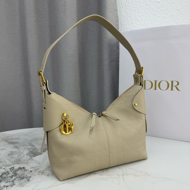 Small Dior Voyage Bag Flat Macrocannage Grained Calfskin M2845UJ Beige