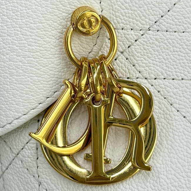 Small Dior Voyage Bag Flat Macrocannage Grained Calfskin M2845UJ Latte