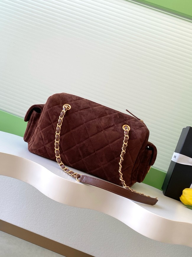 CHANEL Small Bowling Bag Suede AS5791 burgundy