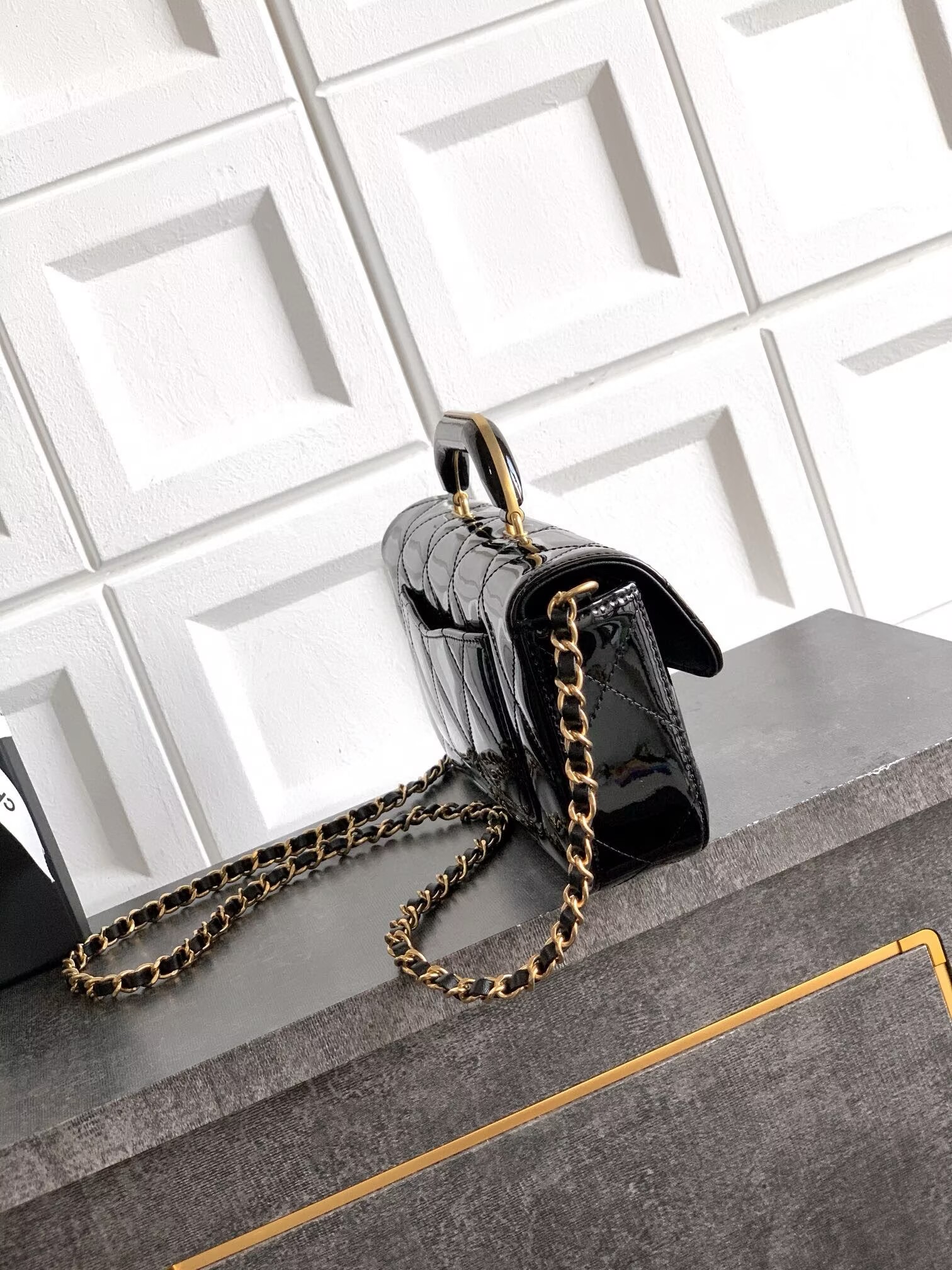 Chanel 25K Original Patent Leather Top Handle Bag A6321 Black Chanel 25K Original Patent Leather Top Handle Bag A6321 Black