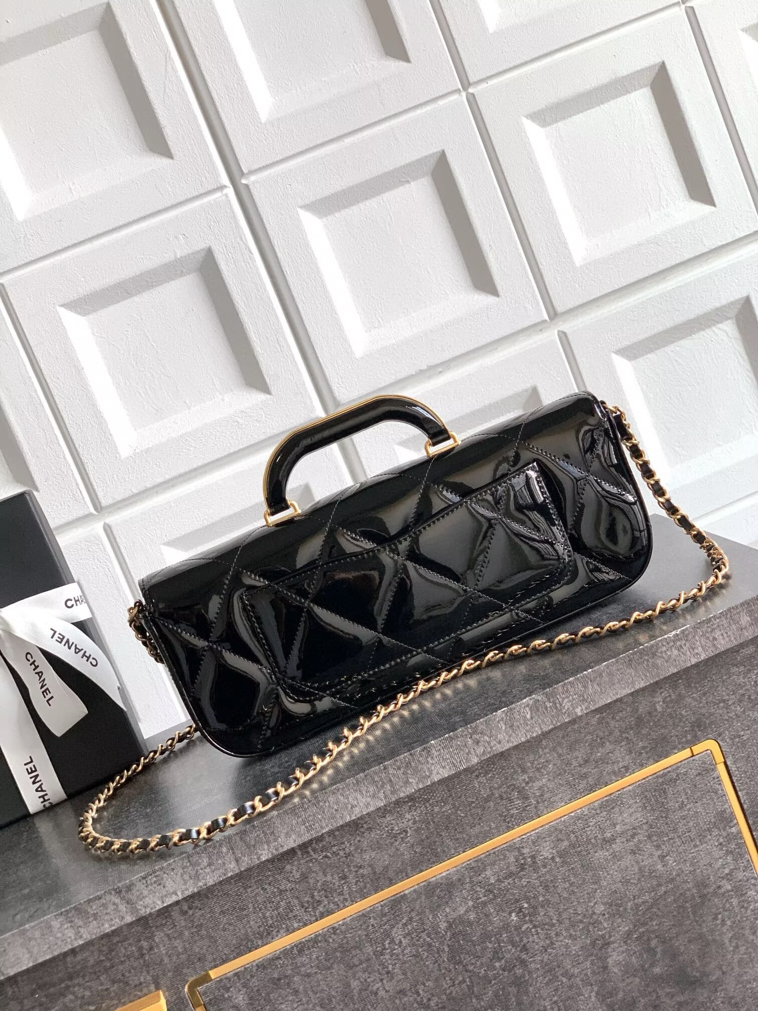 Chanel 25K Original Patent Leather Top Handle Bag A6321 Black Chanel 25K Original Patent Leather Top Handle Bag A6321 Black