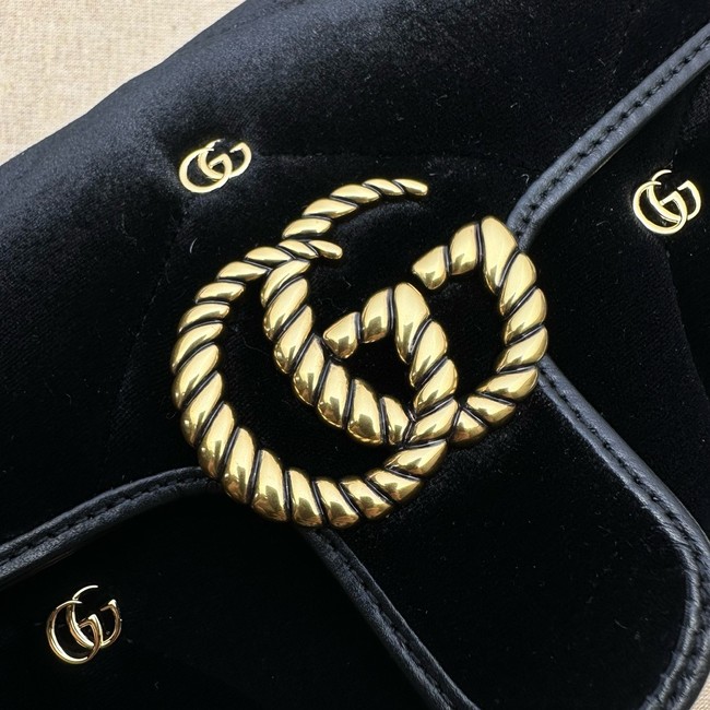 Gucci GG Marmont small shoulder bag velvet 446744 black
