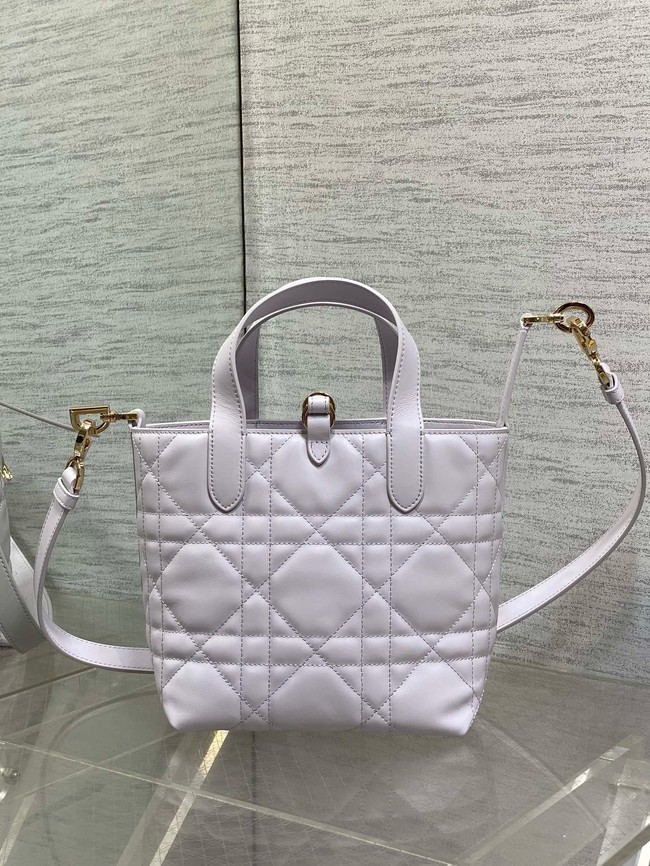 Small Dior Toujours Vertical Tote Bag Macrocannage Crinkled Calfskin M2835  purple