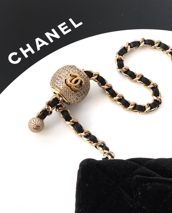 Chanel Mini Classic Handbag velvet AS1786 black