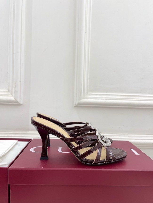 Gucci Womens slide sandal with crystal Interlocking G 852663-4