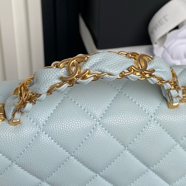 CHANEL Clutch With Chain AS2701 light blue&gold Metal