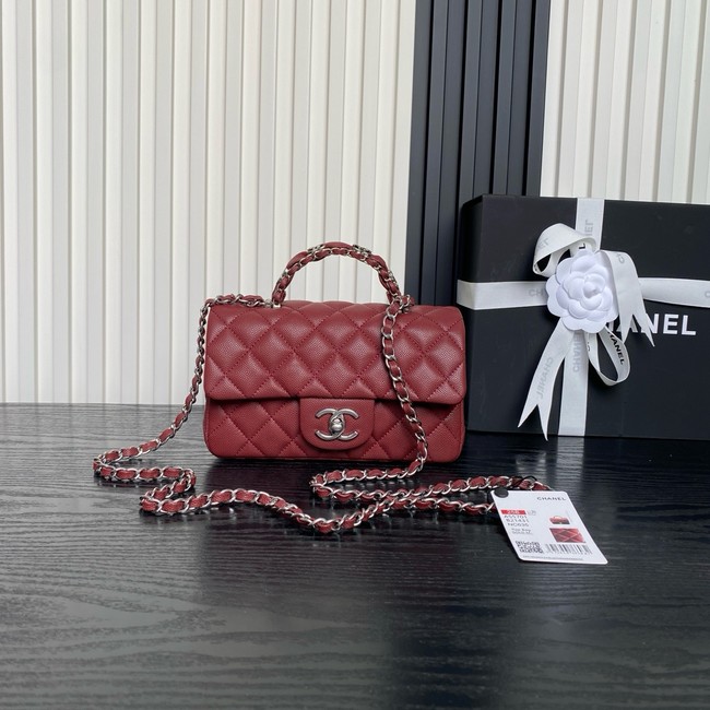 CHANEL Clutch With Chain AS2701 red&Silver Metal