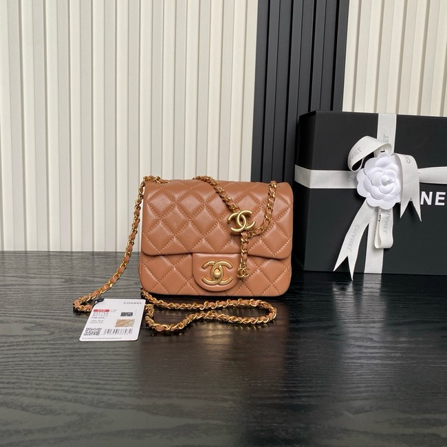 CHANEL Mini Flap Bag AS5758 Camel&gold Metal
