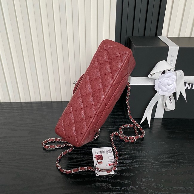 CHANEL Mini Flap Bag with Top Handle AS5702 red&Silver Metal