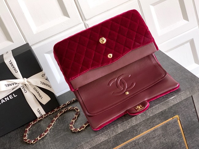 CHANEL Classic 11.12 Handbag velvet A01112 red