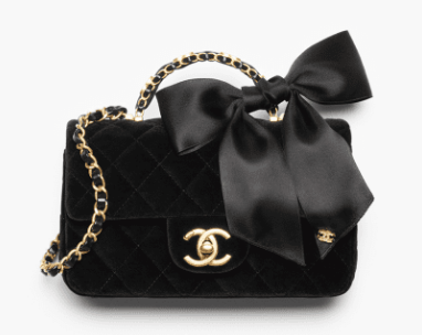 CHANEL Mini Flap Bag with Top Handle  Tweed& Silk AS5875 Black