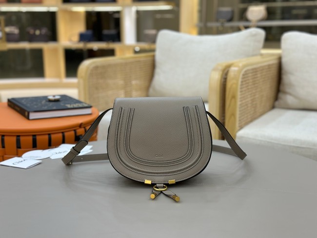 Chloe Grained Calfskin MARCIE saddle bag 31054 light gray