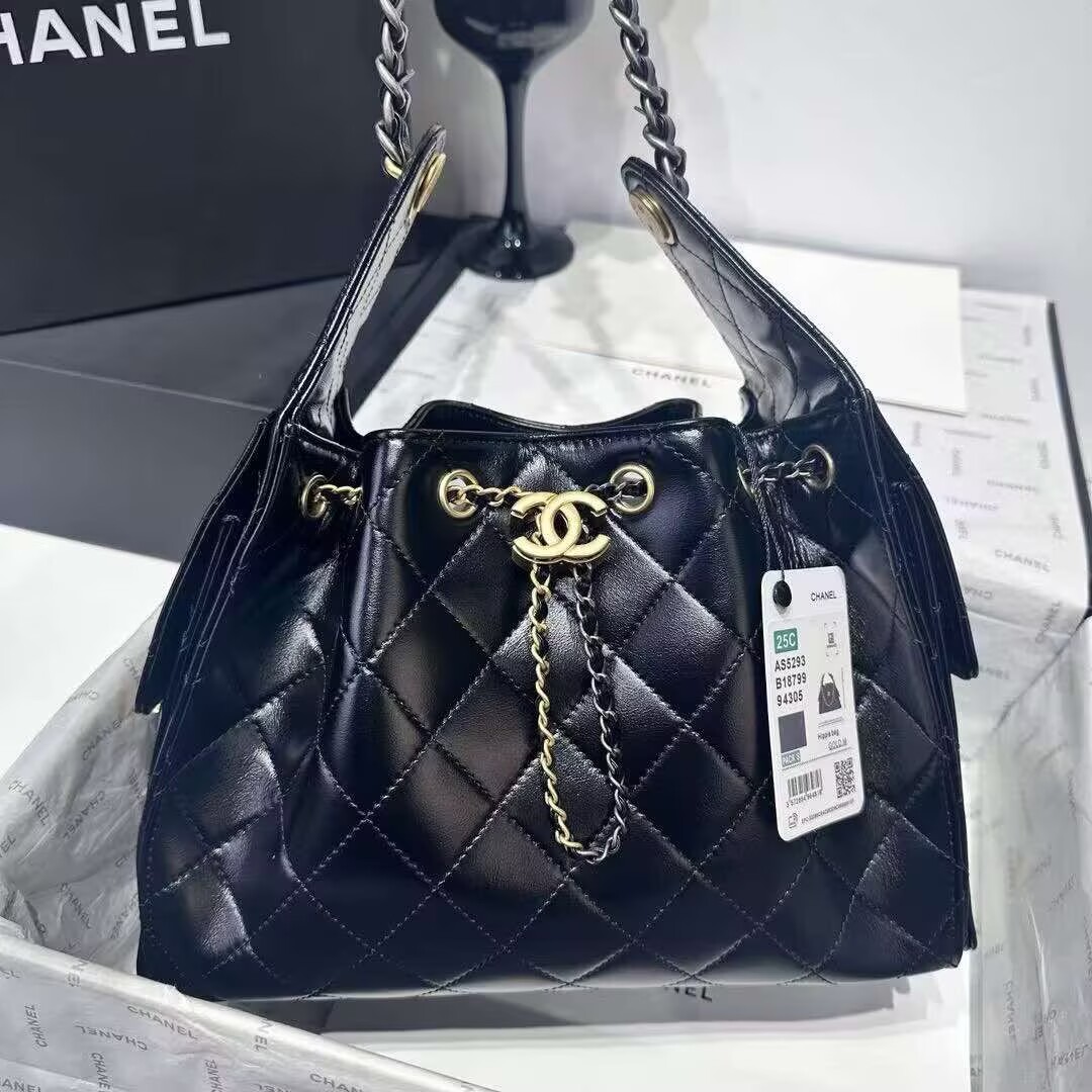 CHANEL 25 SMALL ORIGINAL LEATHER HANDBAG AS5293 Black Gold&Silver-Tone CHANEL 25 SMALL ORIGINAL LEATHER HANDBAG AS5293 Black Gold&Silver-Tone