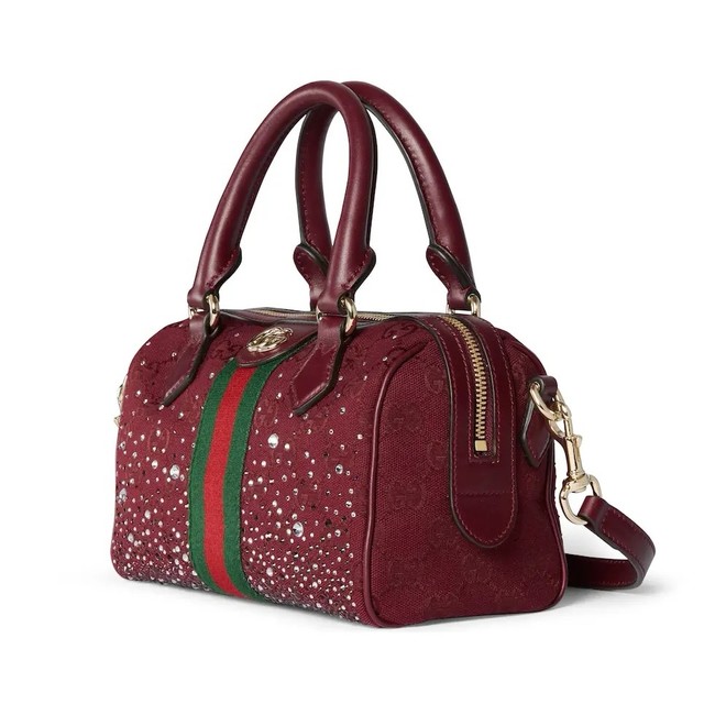Gucci Ophidia crystals small boston bag 841294 Rosso Ancora red