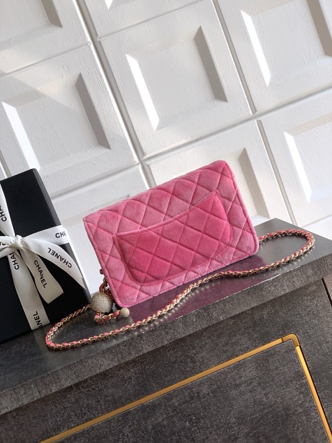 Chanel velvet Wallet On Chain AP1450 pink