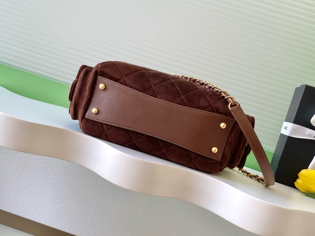 Chanel velvet Bowling Bag AS5791 dark brown