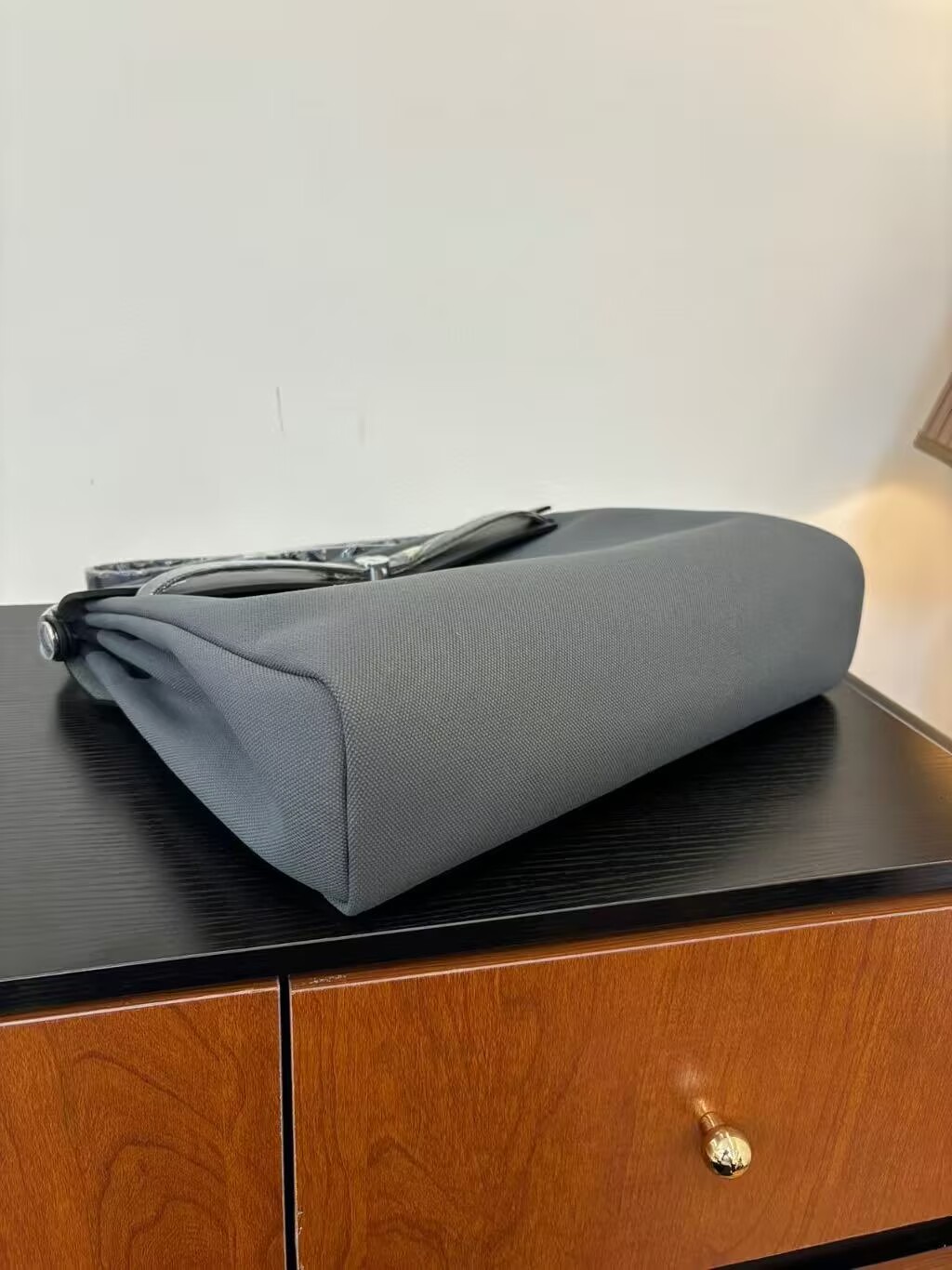 Hermes Herbag 31CM Original Canvas Leather & Calfskin 45987 Gray&Black