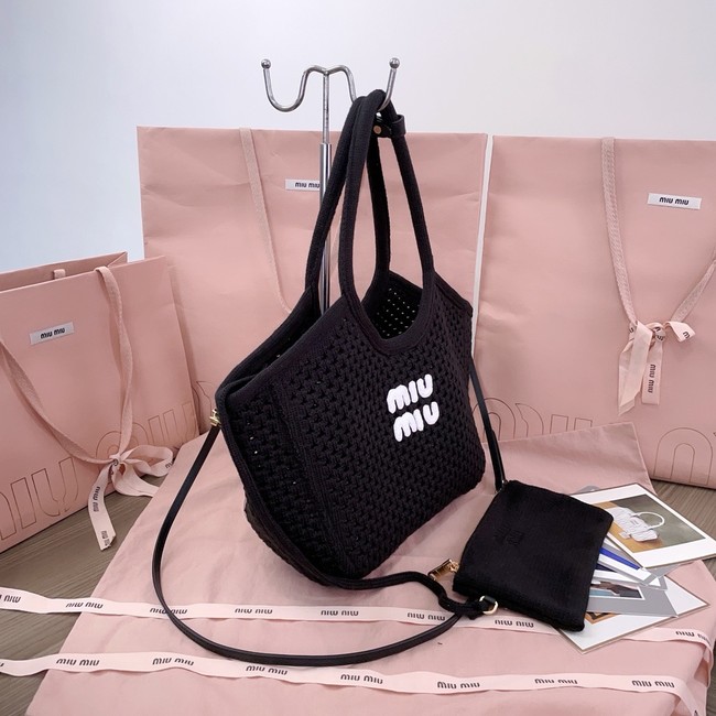 MIUMIU woven tote bag 5GB281 Black