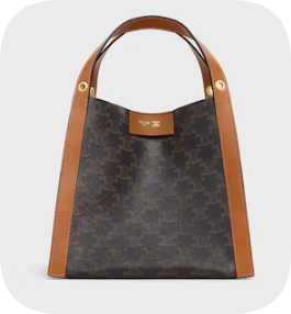 Celine SMALL CUBE BAG IN Triomphe Canvas and NATURAL Calfskin 124182 MIEL Celine SMALL CUBE BAG IN Triomphe Canvas and NATURAL Calfskin 124182 MIEL