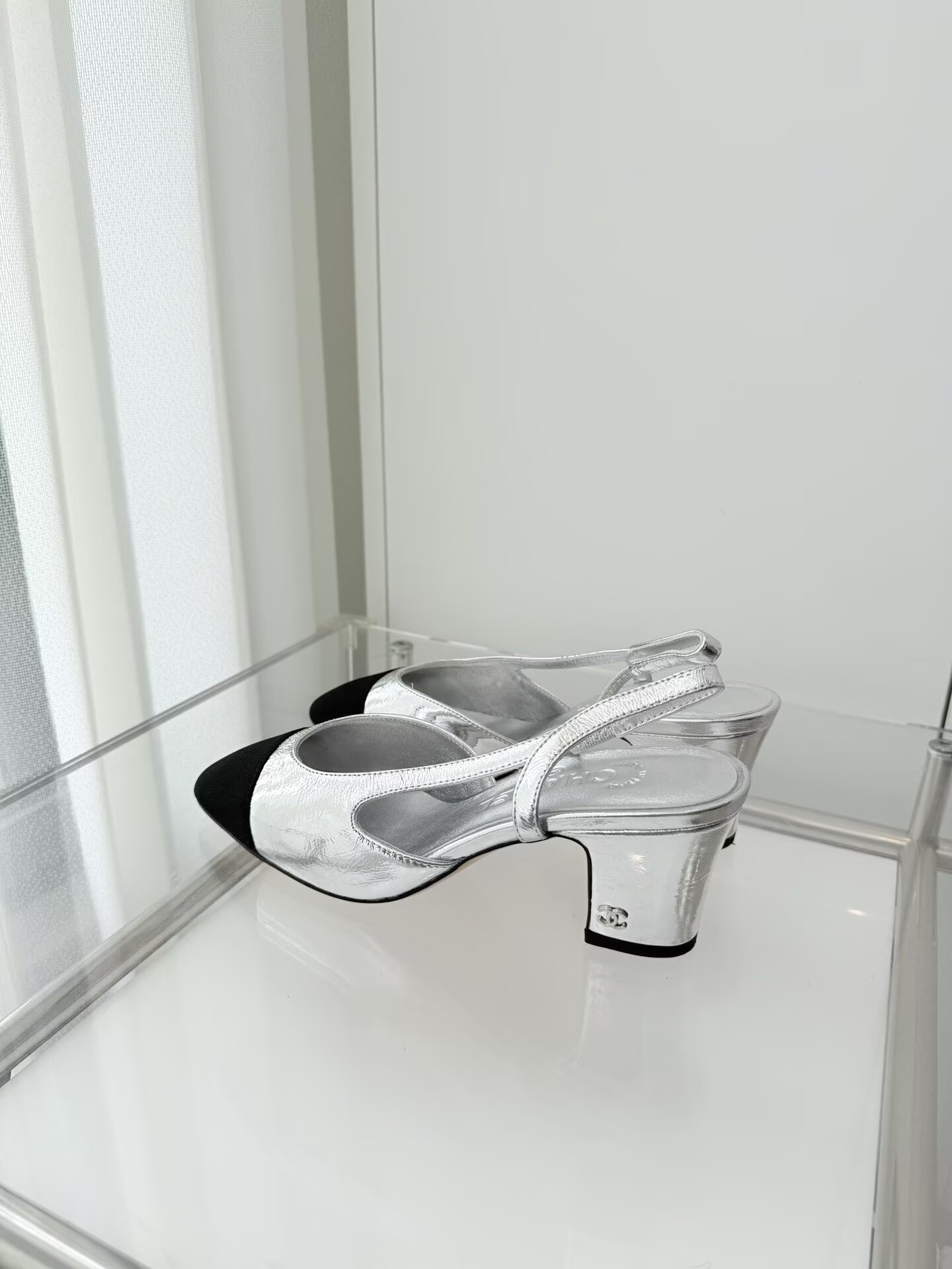 Chanel Sandals Calfskin Shoes 6.5CM Heels 63013 Silver