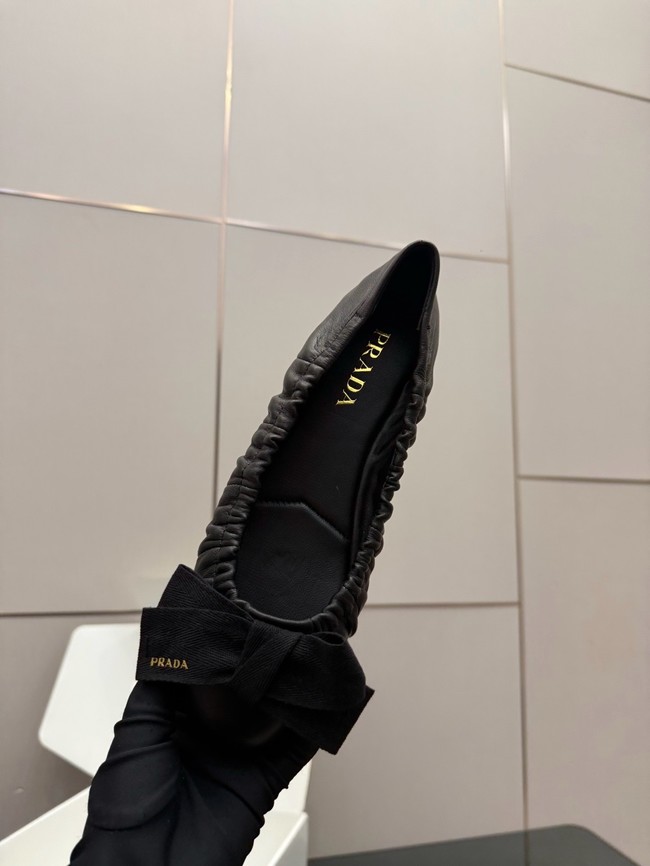 Prada Mordore nappa leather ballerinas with bow 55723-4
