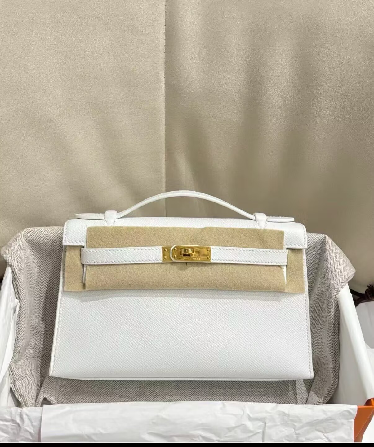 Hermes Kelly 22CM Tote Bag Original Epsom Leather KL22 White Silver-Tone