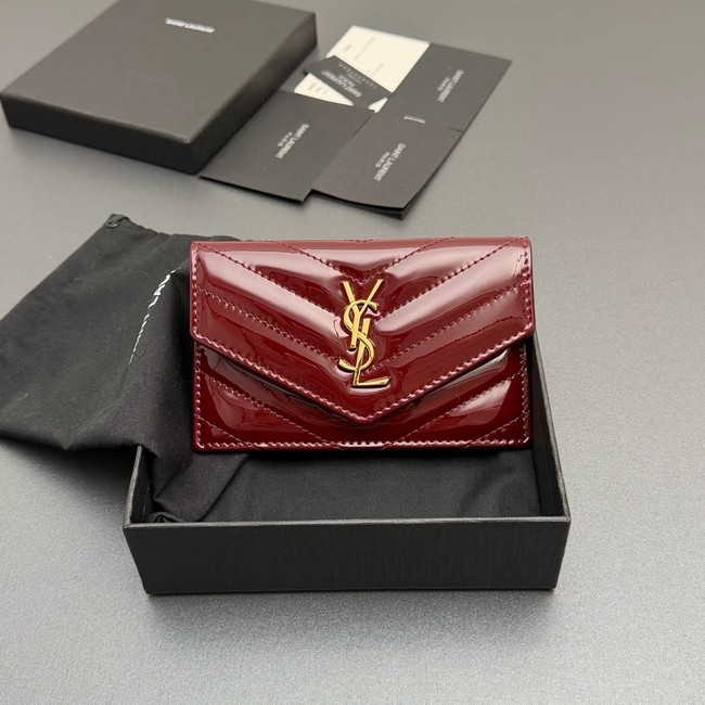 SAINT LAURENT UPTOWN FLAP CARD CASE IN GRAIN DE POUDRE LEATHER 612808-3