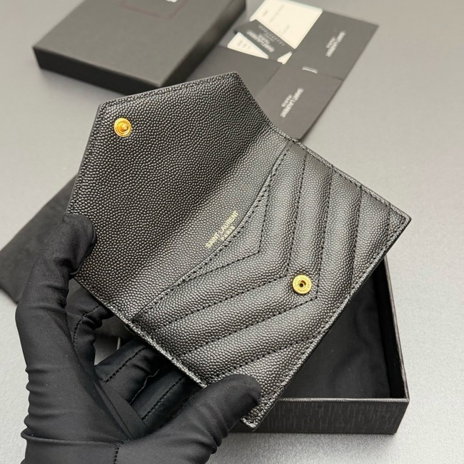 SAINT LAURENT UPTOWN FLAP CARD CASE IN GRAIN DE POUDRE LEATHER 612808-4