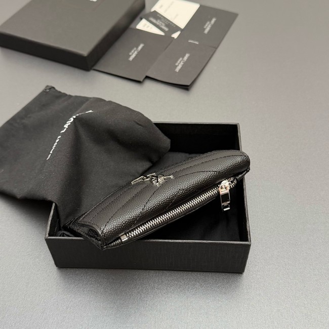 SAINT LAURENT UPTOWN FLAP CARD CASE IN GRAIN DE POUDRE LEATHER 612808-5