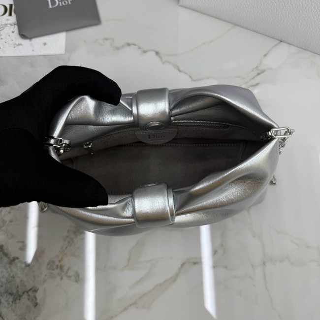 Small Dior Bow Bag Lambskin M0715P Silver-Tone