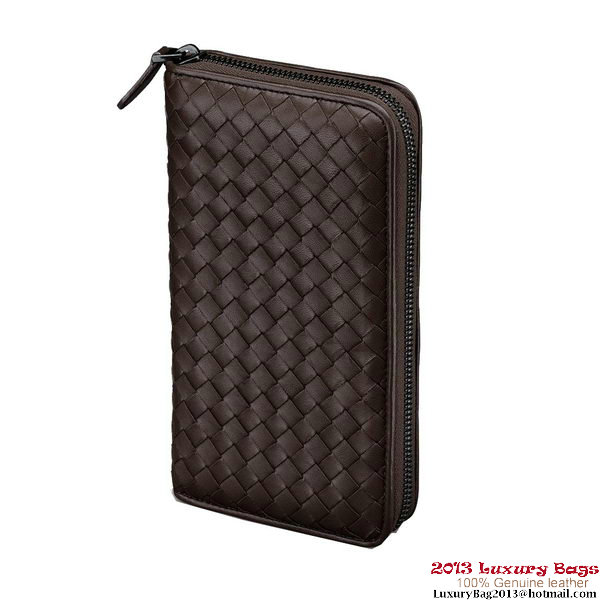 Bottega Veneta 275064 V001N 2040 Intrecciato Nappa Zip Around Wallet Ebano