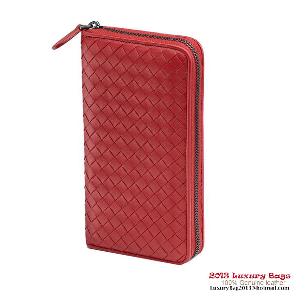 Bottega Veneta 275064 V001N 6520 Intrecciato Nappa Zip Around Wallet Blood