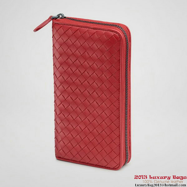 Bottega Veneta 275064 V001N 6520 Intrecciato Nappa Zip Around Wallet Blood Bottega Veneta 275064 V001N 6520 Intrecciato Nappa Zip Around Wallet Blood