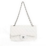 Chanel 2.55 Series Flap Bag A01112 White Leather Silver Hardware Chanel 2.55 Series Flap Bag A01112 White Leather Silver Hardware