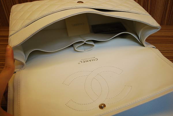 Chanel Jumbo Double Flaps Bag A36097 White Original Caviar Leather Silver Chanel Jumbo Double Flaps Bag A36097 White Original Caviar Leather Silver