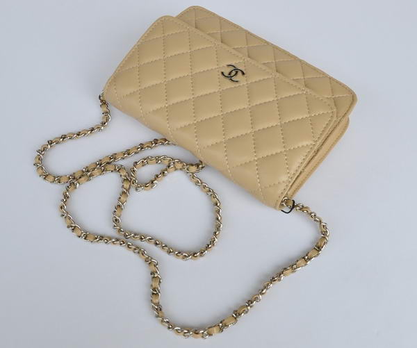 Chanel Lambskin Leather Flap Bag A33814 Apricot Silver Chanel Lambskin Leather Flap Bag A33814 Apricot Silver