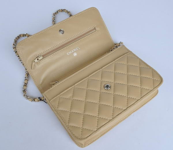 Chanel Lambskin Leather Flap Bag A33814 Apricot Silver Chanel Lambskin Leather Flap Bag A33814 Apricot Silver