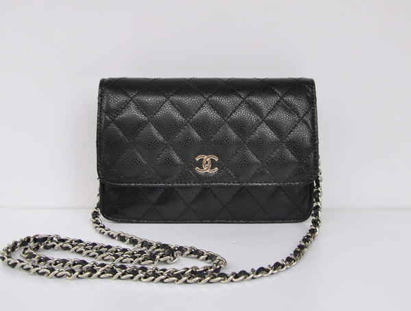New Cheap Chanel A33814 Black Grain Leather Flap Bag Silver New Cheap Chanel A33814 Black Grain Leather Flap Bag Silver