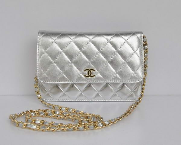 New Color Chanel A33814 Silver Sheepskin Leather Flap Bag Gold New Color Chanel A33814 Silver Sheepskin Leather Flap Bag Gold