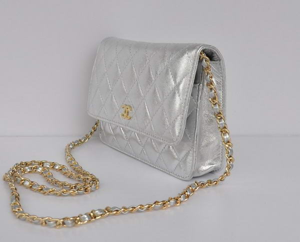 New Color Chanel A33814 Silver Sheepskin Leather Flap Bag Gold New Color Chanel A33814 Silver Sheepskin Leather Flap Bag Gold