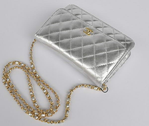 New Color Chanel A33814 Silver Sheepskin Leather Flap Bag Gold New Color Chanel A33814 Silver Sheepskin Leather Flap Bag Gold