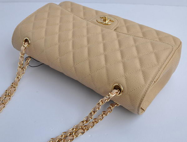 Chanel Classic 2.55 Series Apricot Caviar Golden Chain Quilted Flap Bag 1113 Chanel Classic 2.55 Series Apricot Caviar Golden Chain Quilted Flap Bag 1113