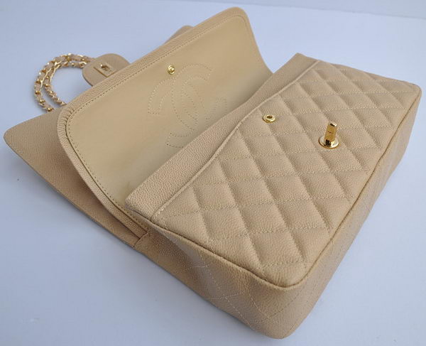 Chanel Classic 2.55 Series Apricot Caviar Golden Chain Quilted Flap Bag 1113 Chanel Classic 2.55 Series Apricot Caviar Golden Chain Quilted Flap Bag 1113