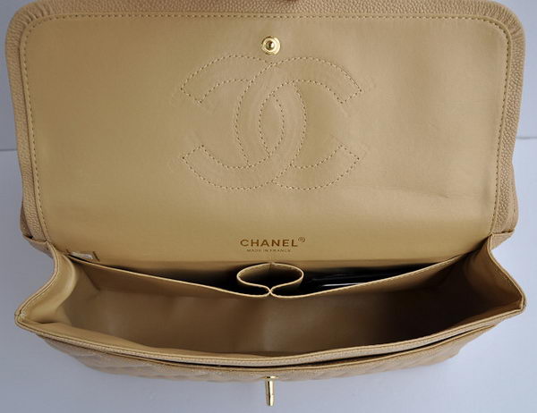 Chanel Classic 2.55 Series Apricot Caviar Golden Chain Quilted Flap Bag 1113 Chanel Classic 2.55 Series Apricot Caviar Golden Chain Quilted Flap Bag 1113