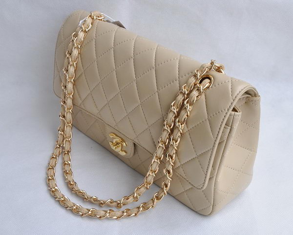 Chanel Classic 2.55 Series Apricot Lambskin Golden Chain Quilted Flap Bag 1113 Chanel Classic 2.55 Series Apricot Lambskin Golden Chain Quilted Flap Bag 1113