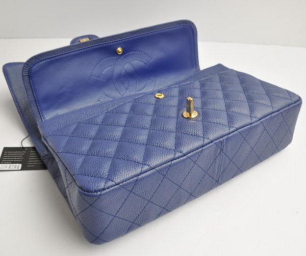 Chanel Classic 2.55 Series Blue Caviar Golden Chain Quilted Flap Bag 1113 Chanel Classic 2.55 Series Blue Caviar Golden Chain Quilted Flap Bag 1113