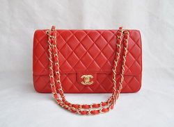 Chanel Classic 2.55 Series Red Lambskin Golden Chain Quilted Flap Bag 1113 Chanel Classic 2.55 Series Red Lambskin Golden Chain Quilted Flap Bag 1113