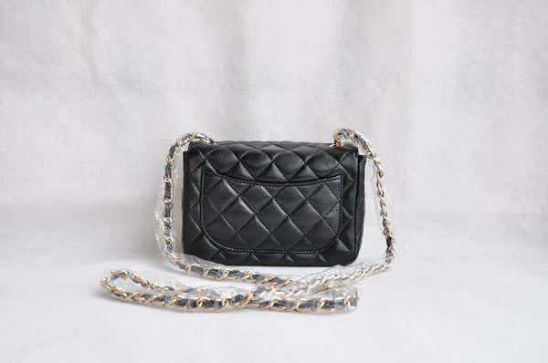 Chanel Quilted Flap Bag 1115 Black Lambskin Golden Chain