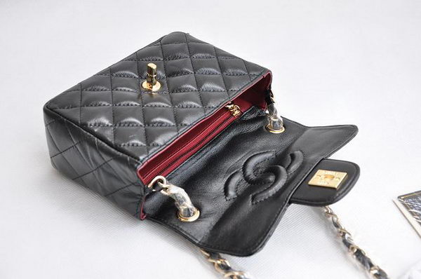 Chanel Quilted Flap Bag 1115 Black Lambskin Golden Chain
