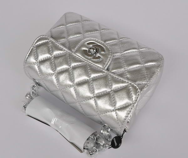 Cheap Chanel Classic mini Flap Bag 1115 Light Silver Sheepskin Silver Hardware Cheap Chanel Classic mini Flap Bag 1115 Light Silver Sheepskin Silver Hardware